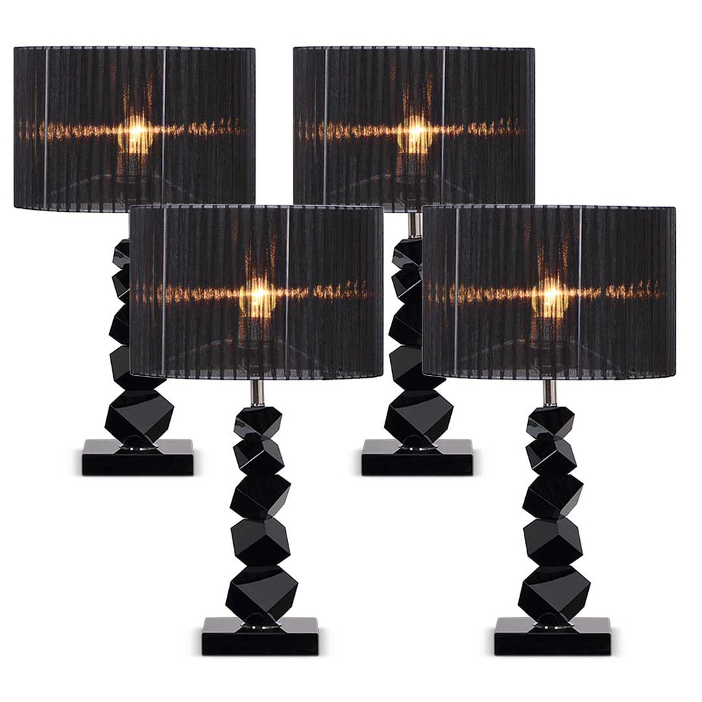 NNEAGS 4× Czarna Lampa Stołowa 55 cm z Ciemnym Kloszem – Zestaw 4