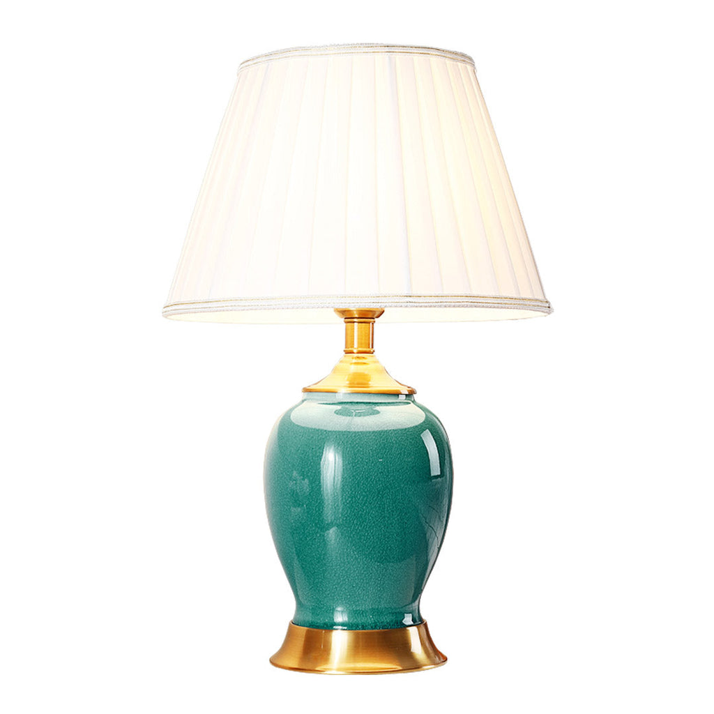 NNEAGS Ceramic Oval – Zielona Lampa Stołowa z Owalną Ceramiczną Podstawą i Złotym Wykończeniem