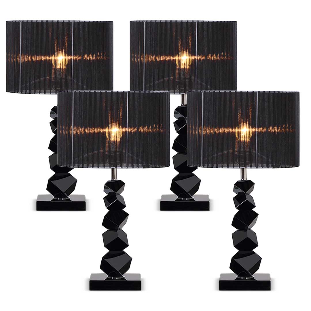 NNEAGS 4× Czarna Lampa Stołowa 60 cm z Ciemnym Kloszem – Zestaw 4