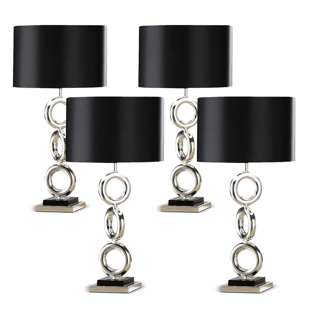 NNEAGS 4× Industrialna Lampa Stołowa z Metalową Podstawą i Kloszem Drum 65 cm – Zestaw 4