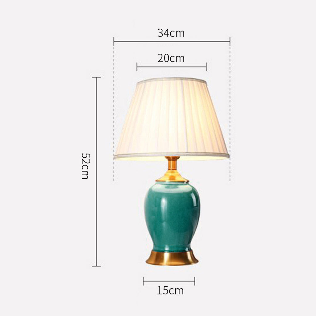 NNEAGS Zestaw 2 Zielonych Ceramicznych Lamp Stołowych z ﻿Złotą Bazą