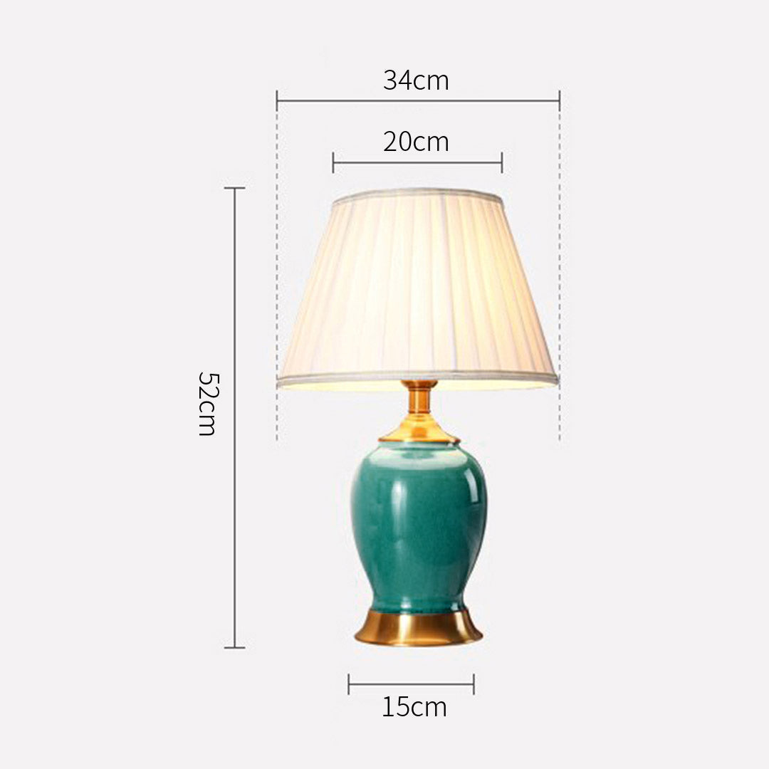 NNEAGS Zestaw 2 Zielonych Ceramicznych Lamp Stołowych z ﻿Złotą Bazą