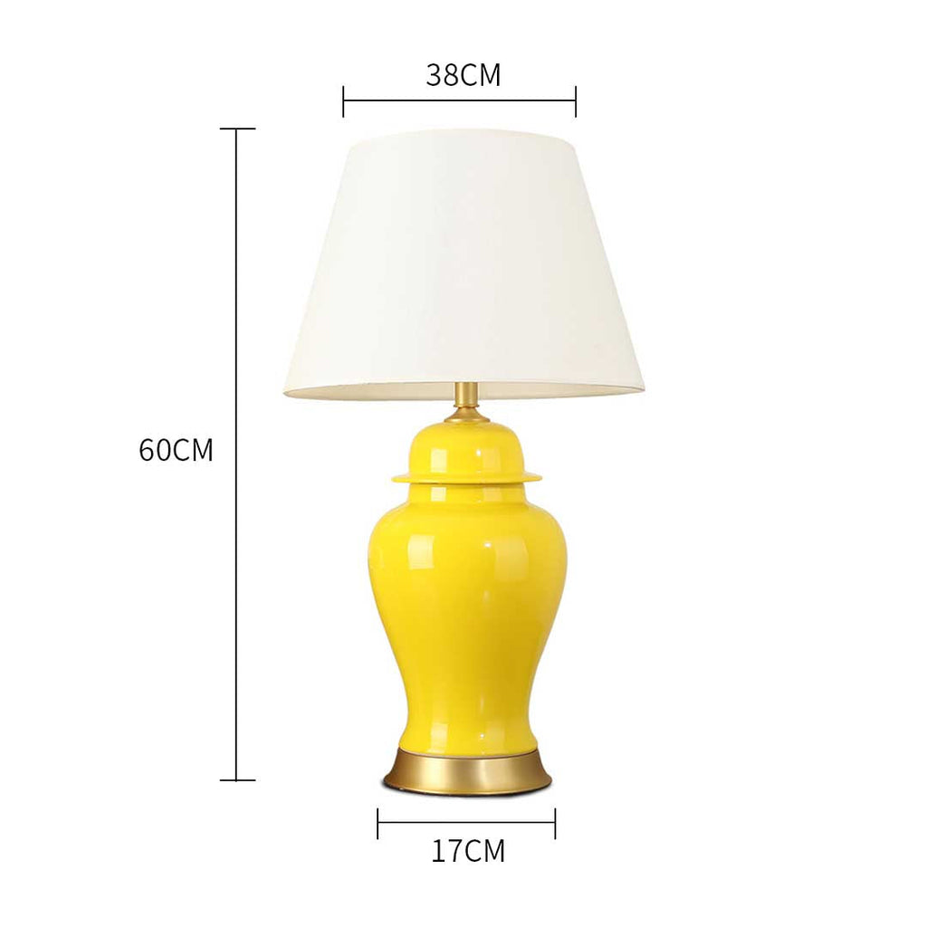 NNEAGS 4× Owalna Ceramiczna Lampa Stołowa z Złotą Podstawą – Żółta (Zestaw 4)