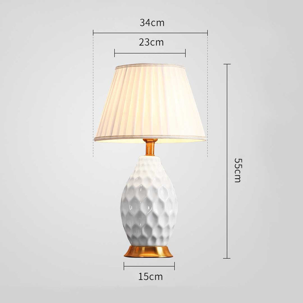 NNEAGS 4× Biała Teksturowana Ceramiczna Lampa Stołowa z Złotą Podstawą – Zestaw 4