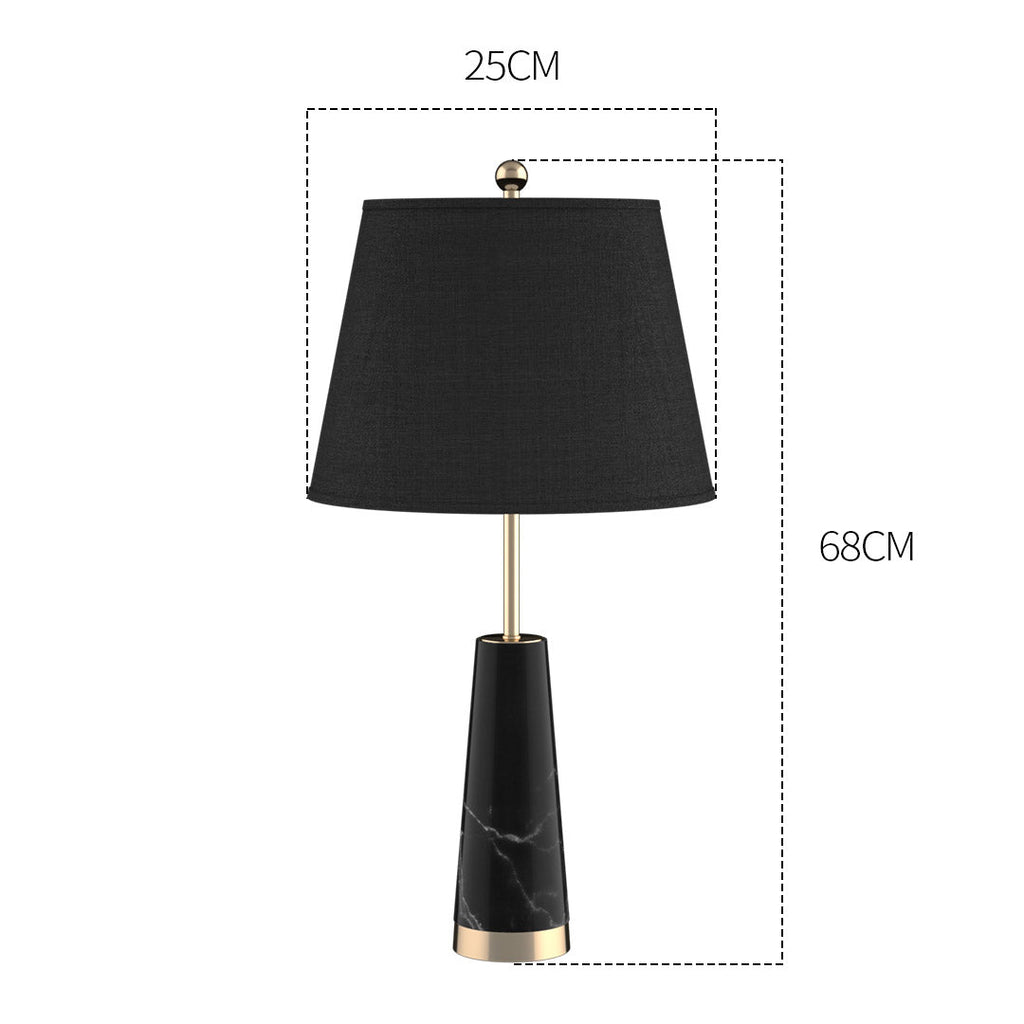 NNEAGS SOGA – Czarna Marmurowa Lampa Stołowa 68 cm z Kloszem