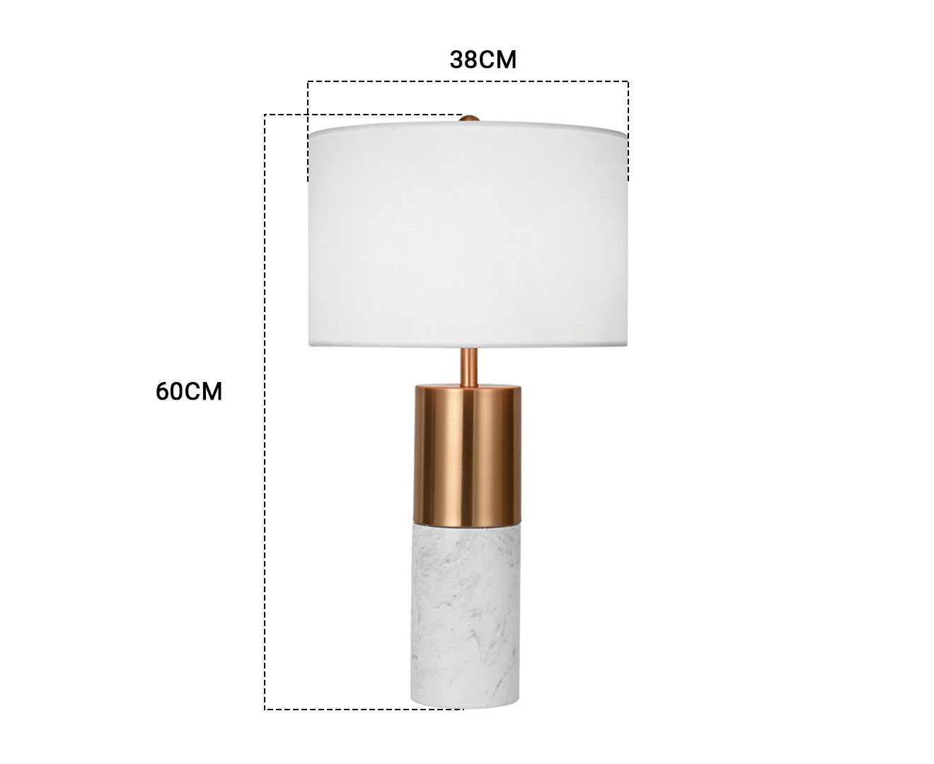 NNEAGS 4× Biała Marmurowa Lampa Stołowa 60 cm z Cylindryczną Podstawą i Jasnym Kloszem – Zestaw 4