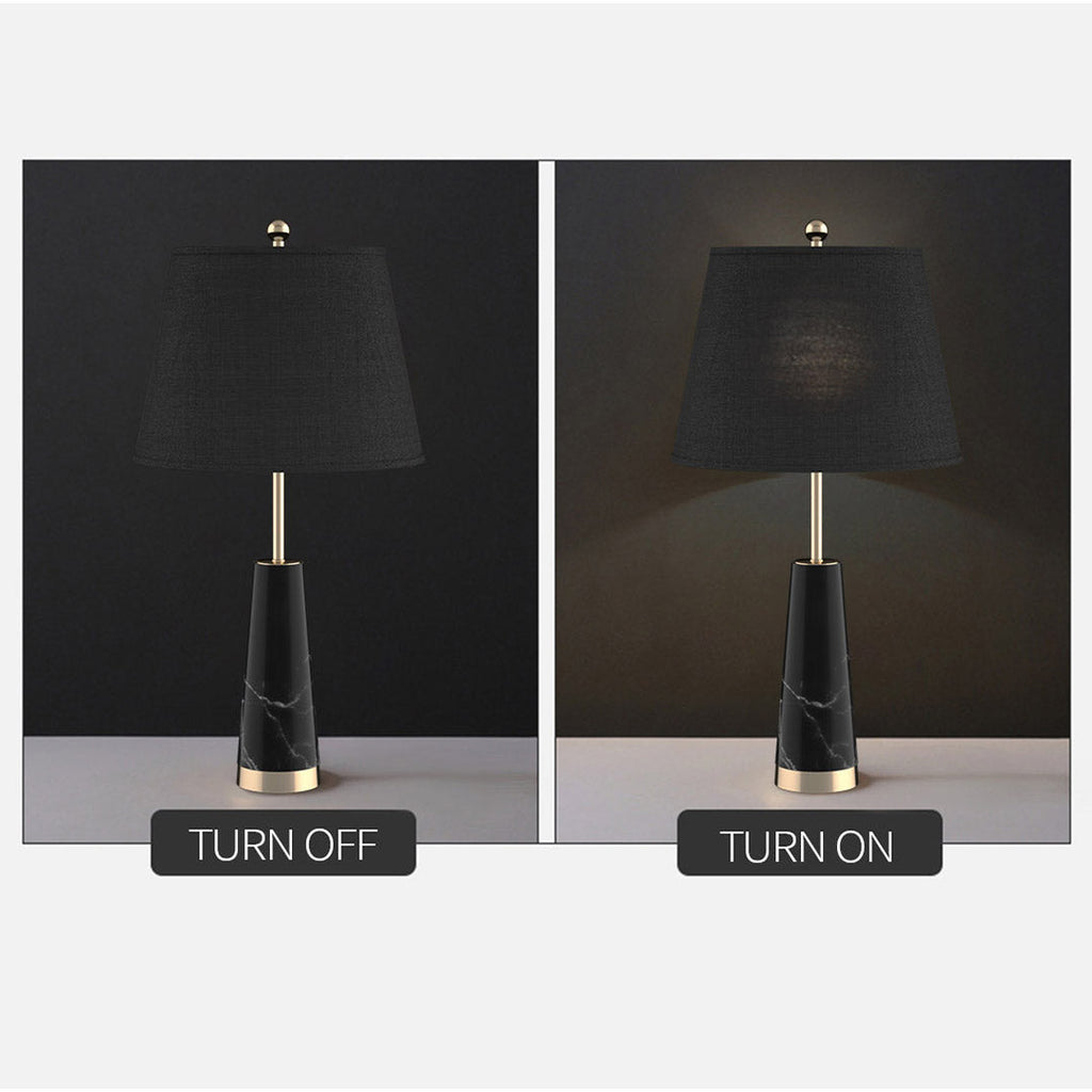 NNEAGS SOGA – Czarna Marmurowa Lampa Stołowa 68 cm z Kloszem