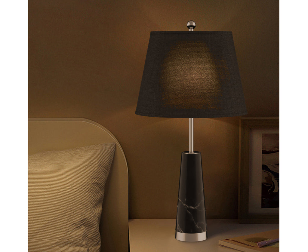 NNEAGS SOGA – Czarna Marmurowa Lampa Stołowa 68 cm z Kloszem