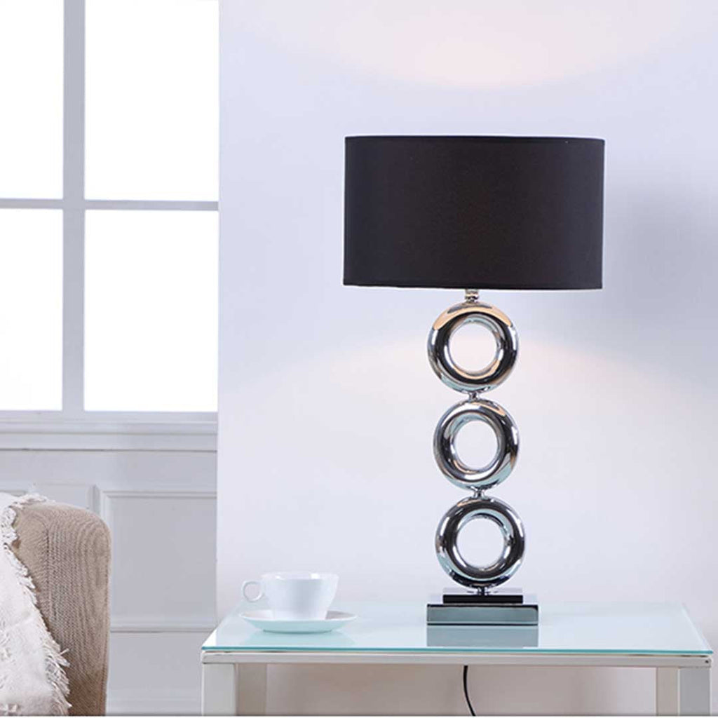 NNEAGS 4× Industrialna Lampa Stołowa z Metalową Podstawą i Kloszem Drum 65 cm – Zestaw 4