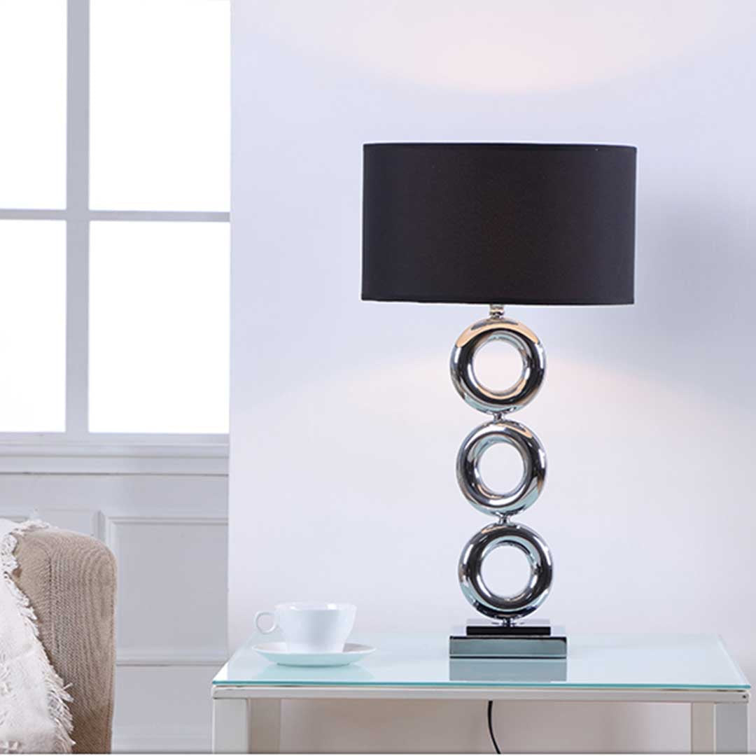 NNEAGS 4× Industrialna Lampa Stołowa z Metalową Podstawą i Kloszem Drum 65 cm – Zestaw 4
