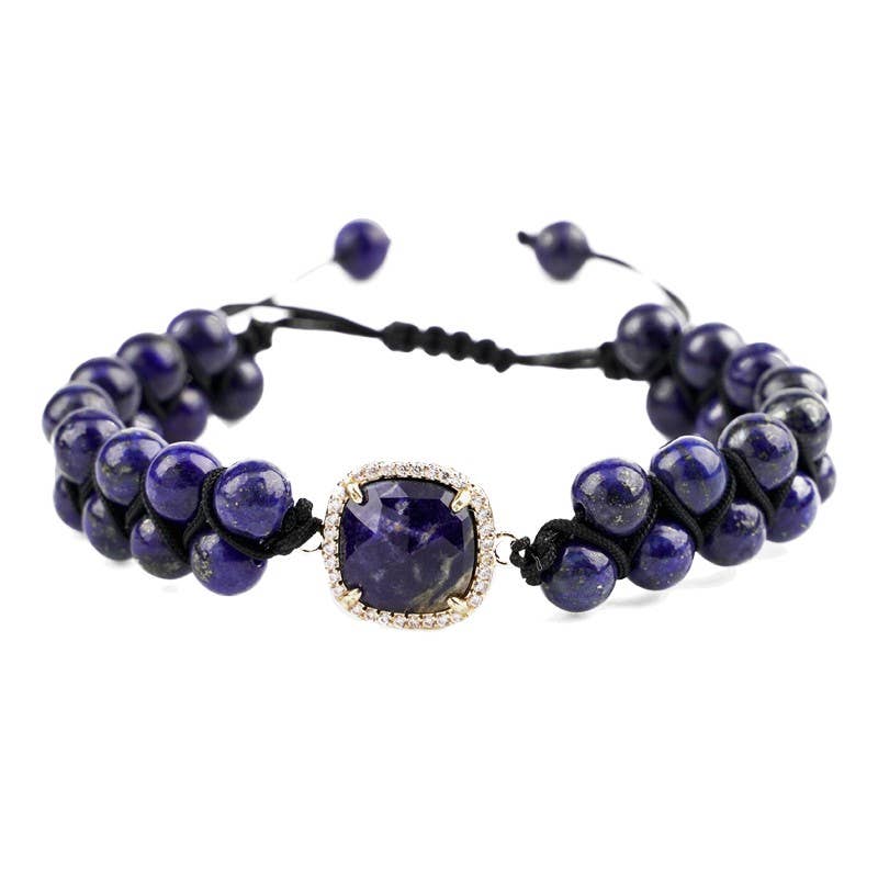 Lapislazuli-Armband mit geflochtenen Perlen 6 mm
