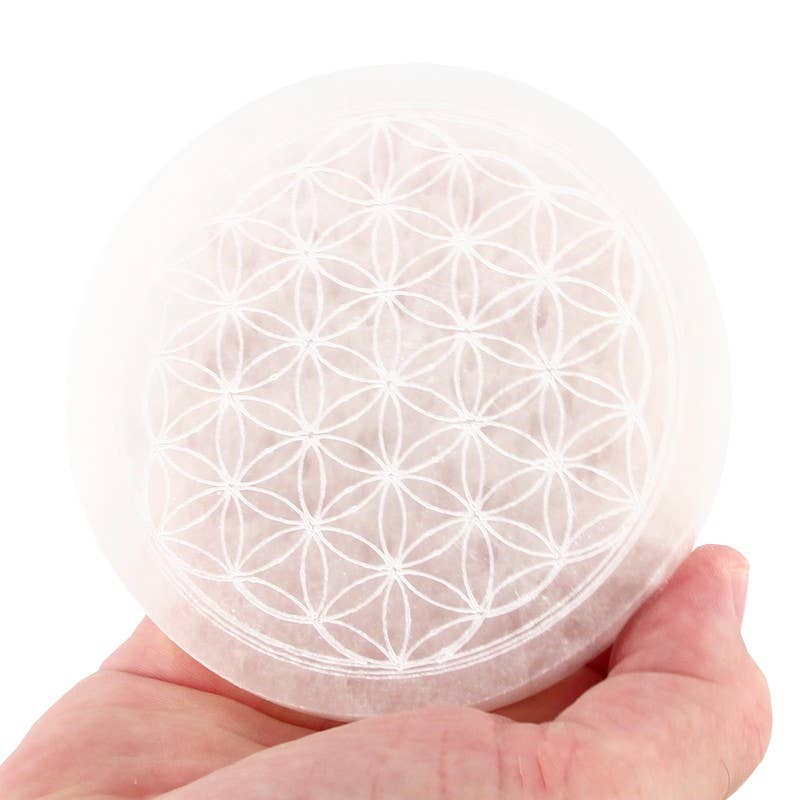 Selenit-Kreis EXTRA Blume des Lebens Ø 10 cm Dicke 2,2 cm