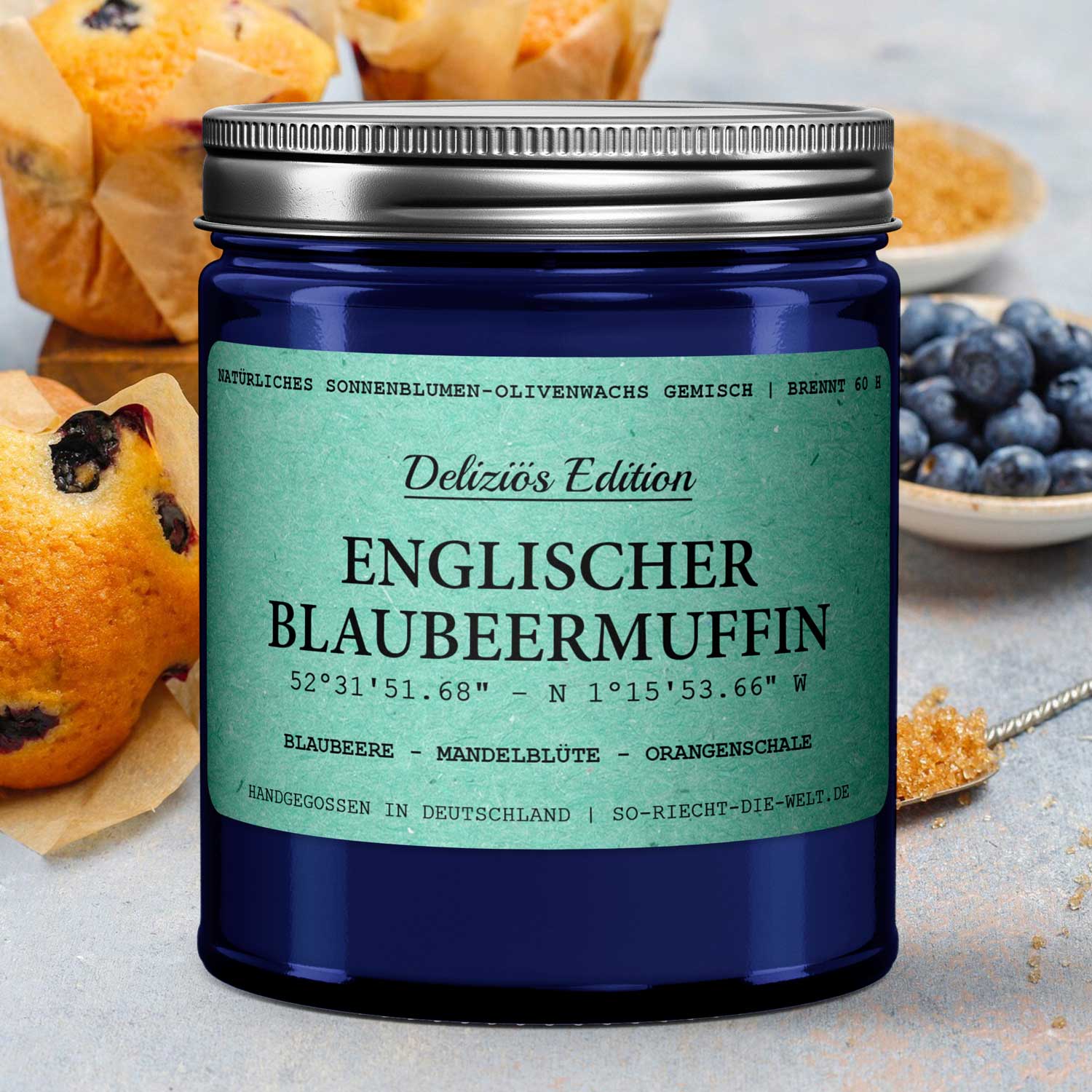 Englischer Blaubeermuffin Kerze - Deliziös Edition - Blaubee: Einzelne Kerze