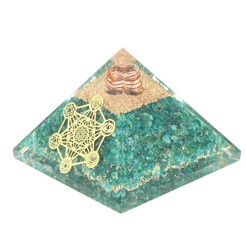 Metatron Orgonit-Pyramide aus Apatit, 7,5 cm
