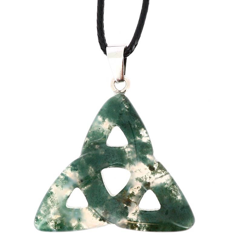 Anhänger Celtic Trinity Moos-Achat, 34 mm