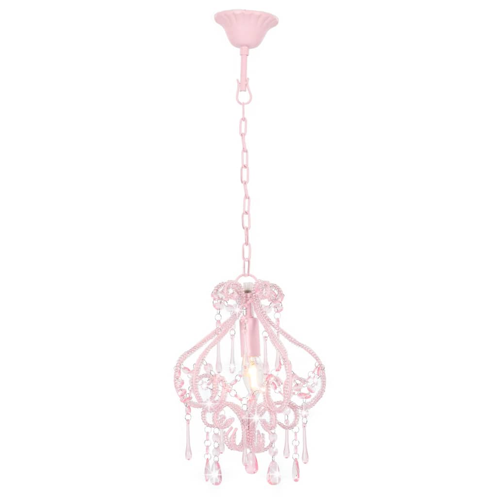 NNEVL Pink Beads – Różowa Lampa Sufitowa z Akrylowymi Kryształkami (E14)