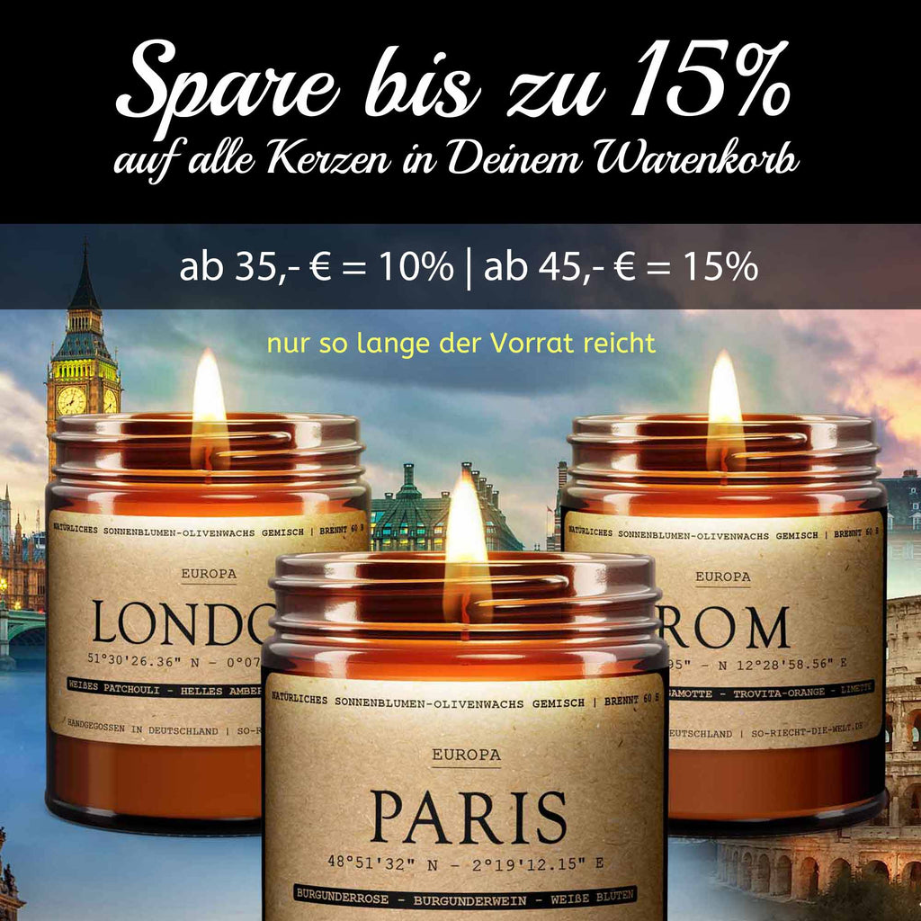 Europa Paket - 3 Duftkerzen - Paris | London | Rom