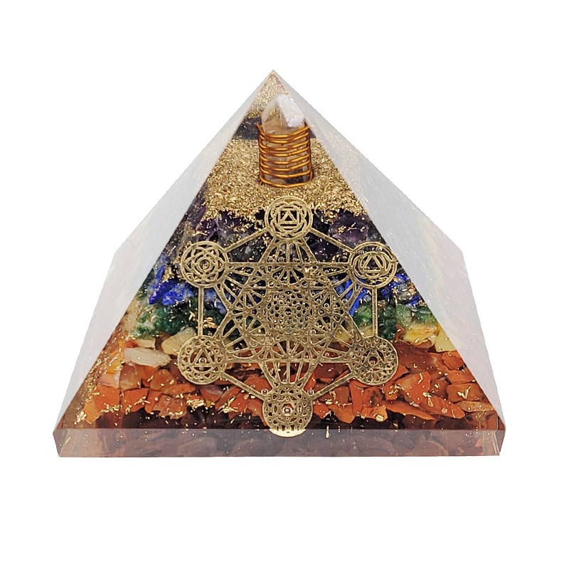 Metatron Orgonite Pyramide mit 7 Chakren, 7,5 cm