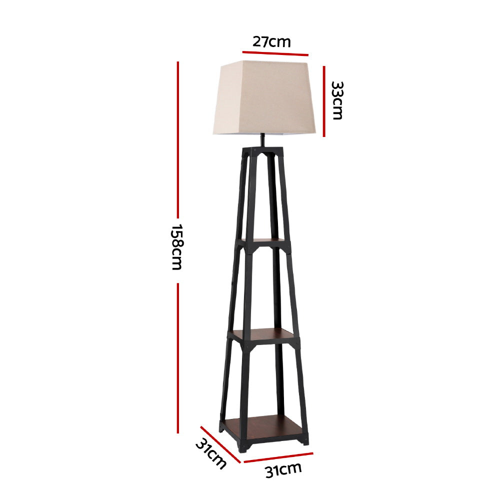 NNEDSZ Floor Lamp – Lampa Podłogowa z 3-Poziomową Półką, Vintage White