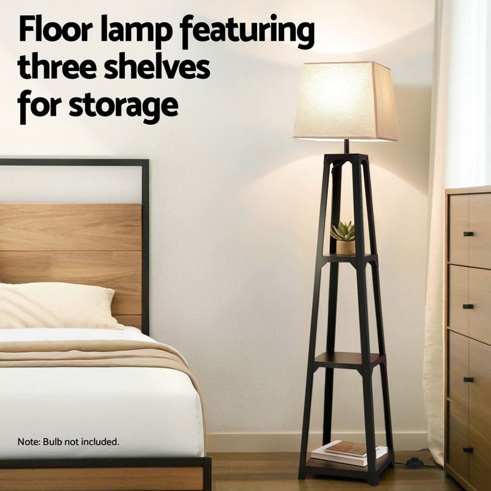 NNEDSZ Floor Lamp – Lampa Podłogowa z 3-Poziomową Półką, Vintage White
