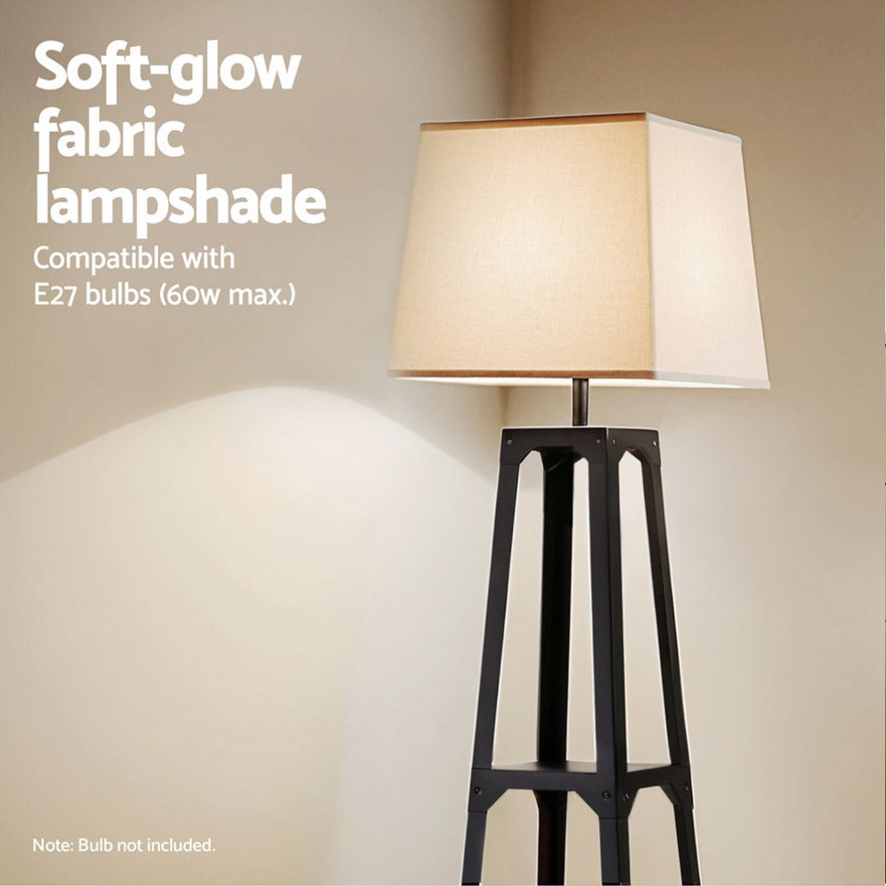 NNEDSZ Floor Lamp – Lampa Podłogowa z 3-Poziomową Półką, Vintage White