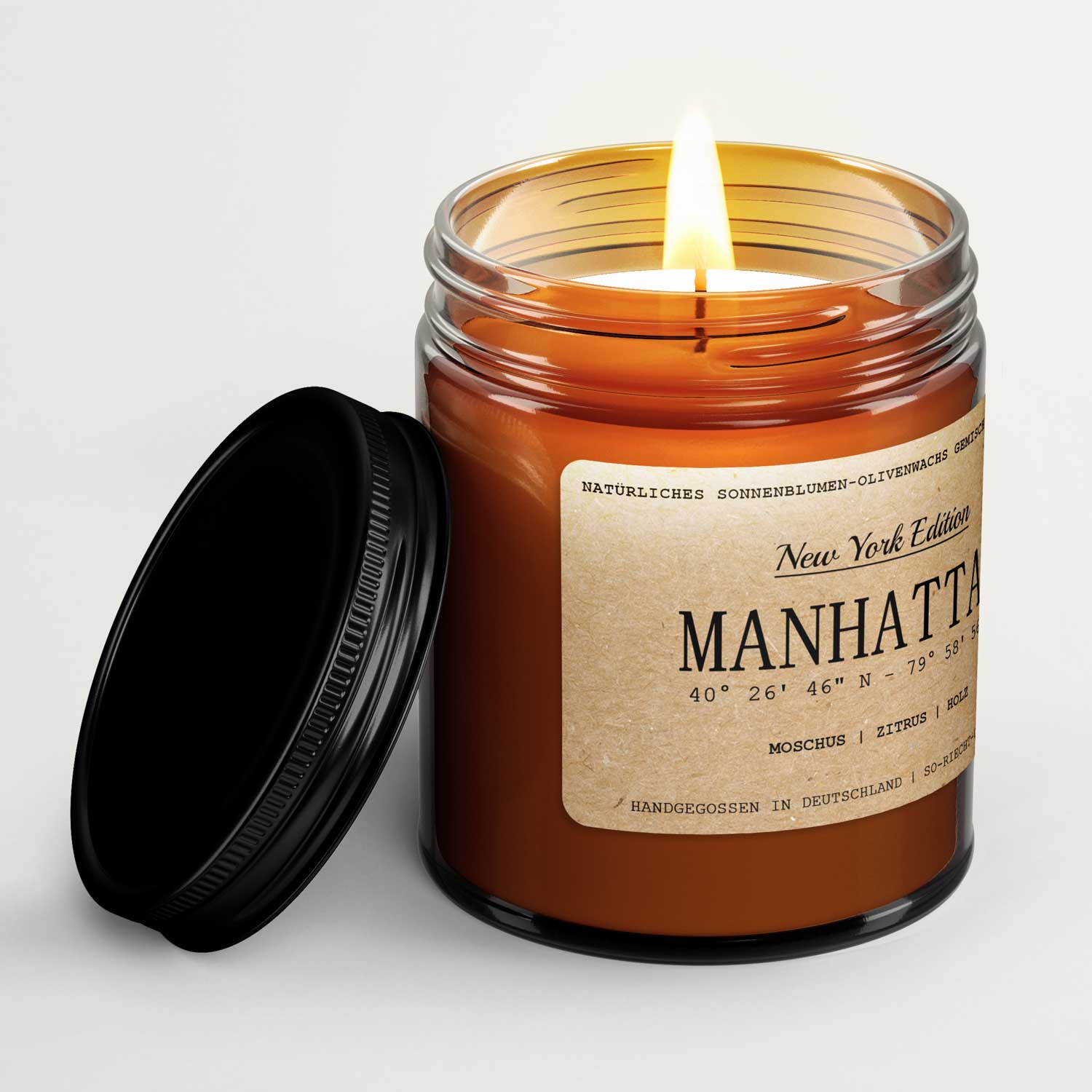 Manhattan – Świeca zapachowa | Piżmo • Cytrusy • Nuty Drzewne (New York Edition)