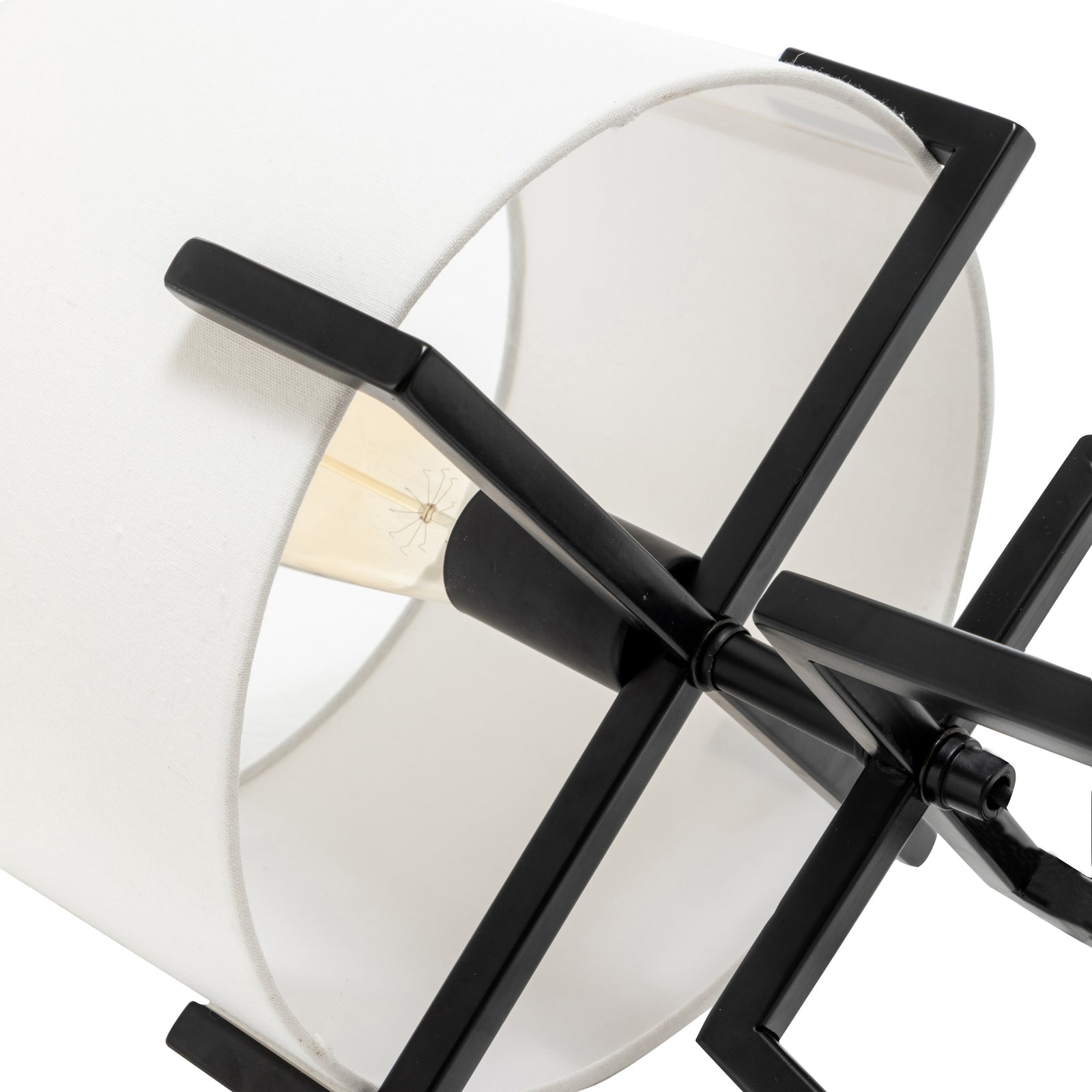 NNEDSZ Modern Scandi – Metalowa Lampka Stołowa z Regulacją Jasności i Lnianym Kloszem (Matowa Czerń)