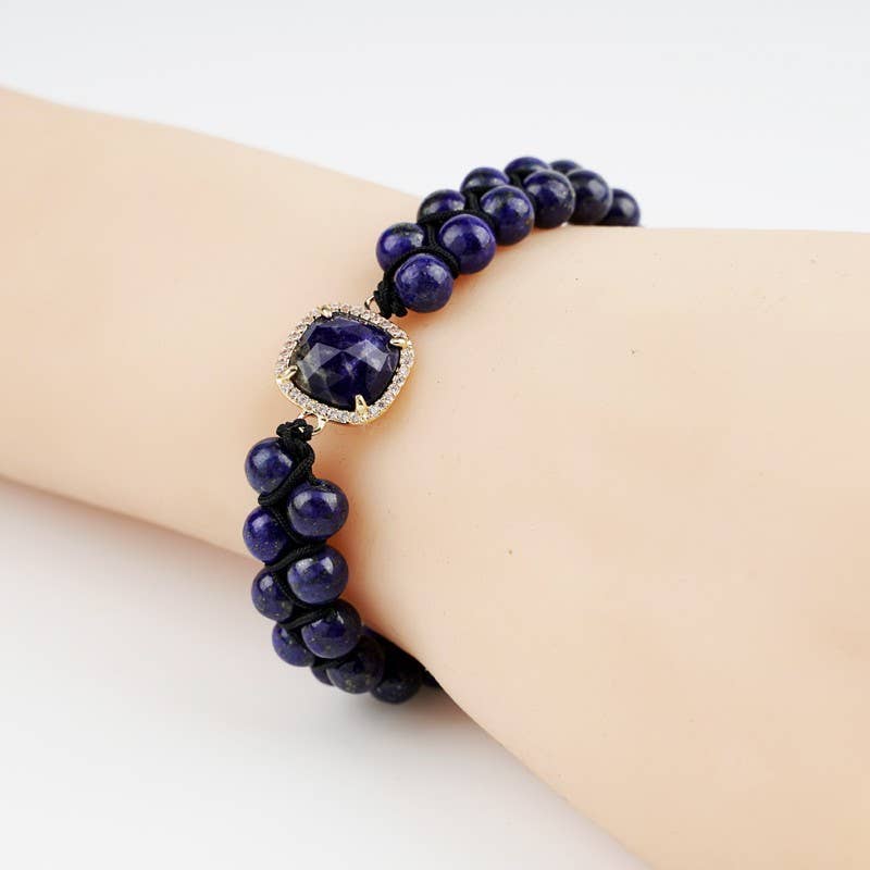 Lapislazuli-Armband mit geflochtenen Perlen 6 mm