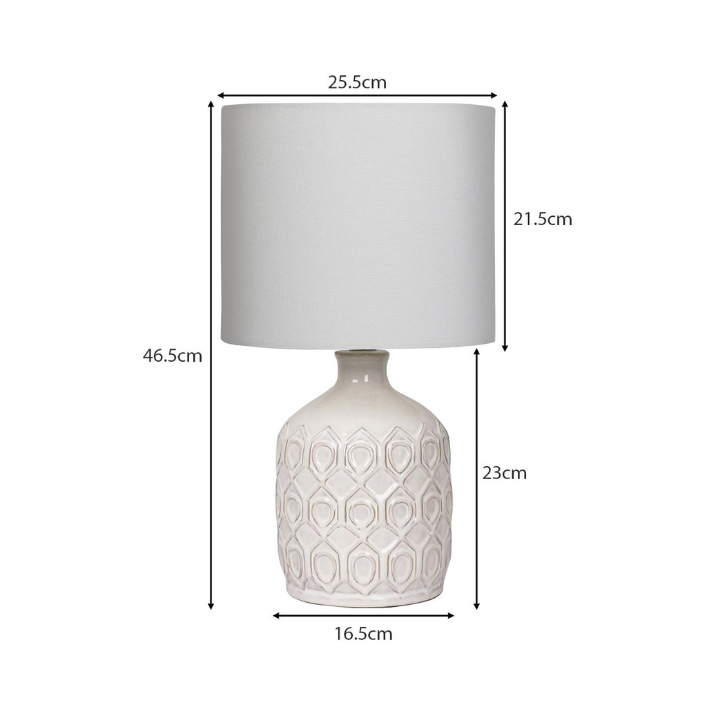 NNEDPE Ceramic – Kremowa Ceramikzna Lampa Stołowa z Dekorem Herringbone
