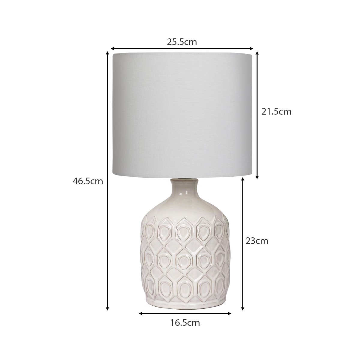 NNEDPE Ceramic – Kremowa Ceramikzna Lampa Stołowa z Dekorem Herringbone