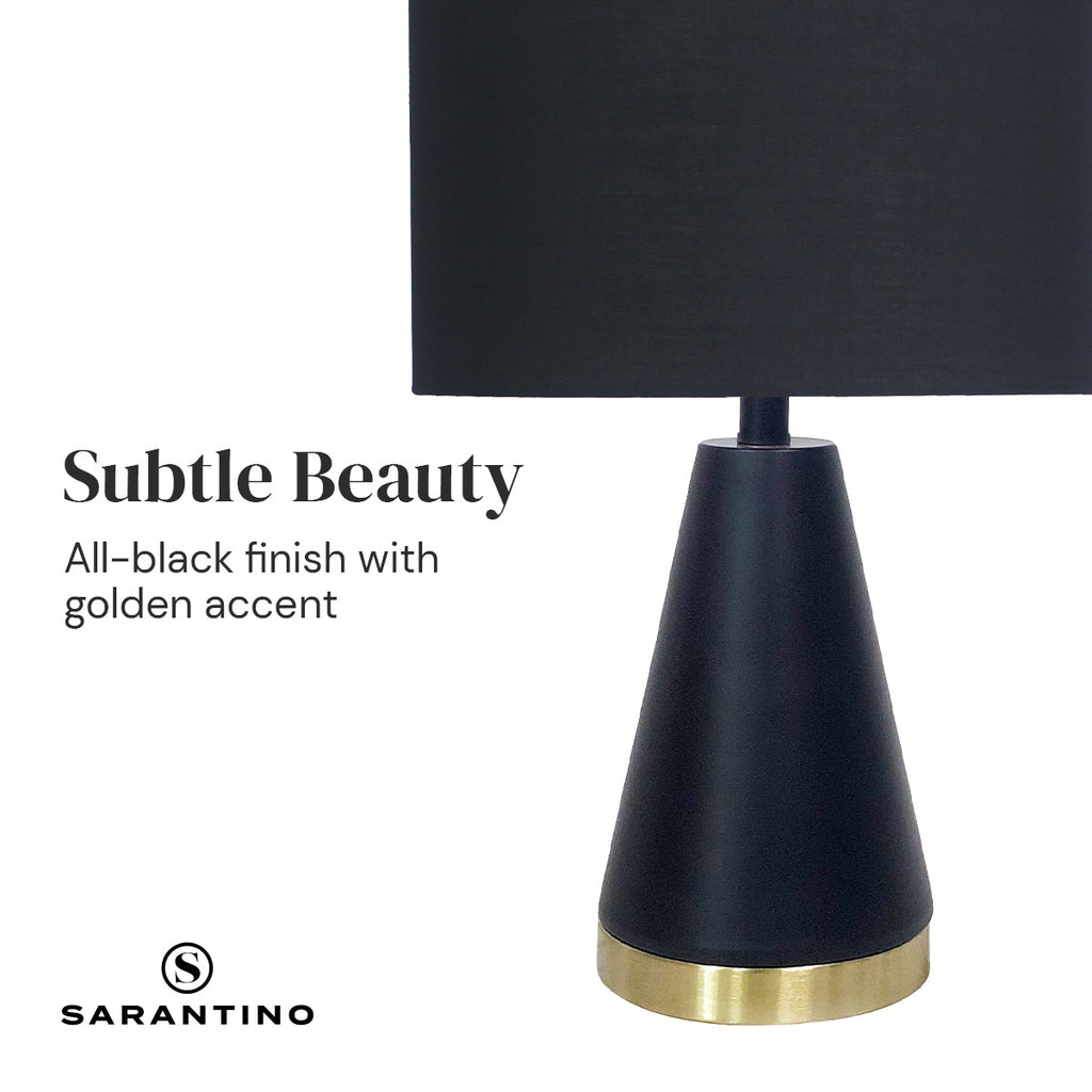 NNEDPE Black & Gold – Metalowa Lampa Stołowa z Czarnym Kloszem