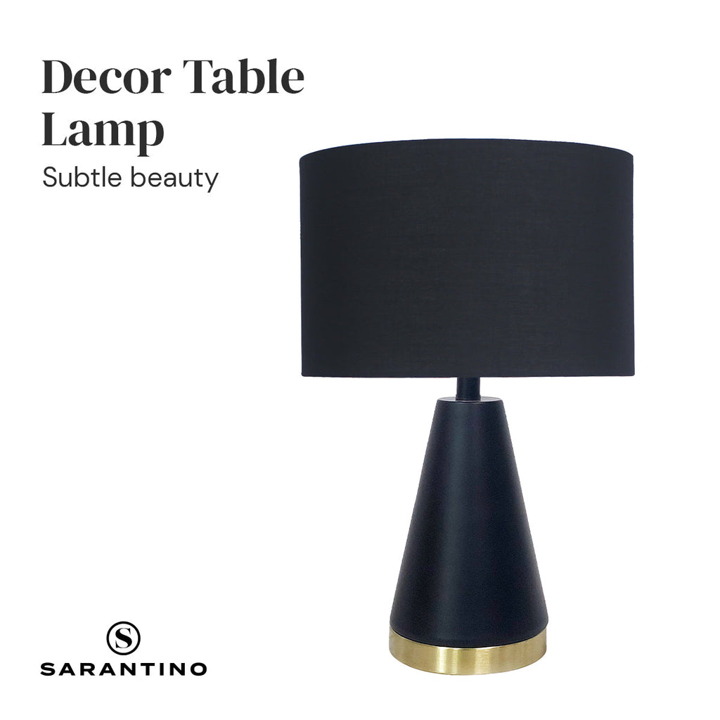 NNEDPE Black & Gold – Metalowa Lampa Stołowa z Czarnym Kloszem