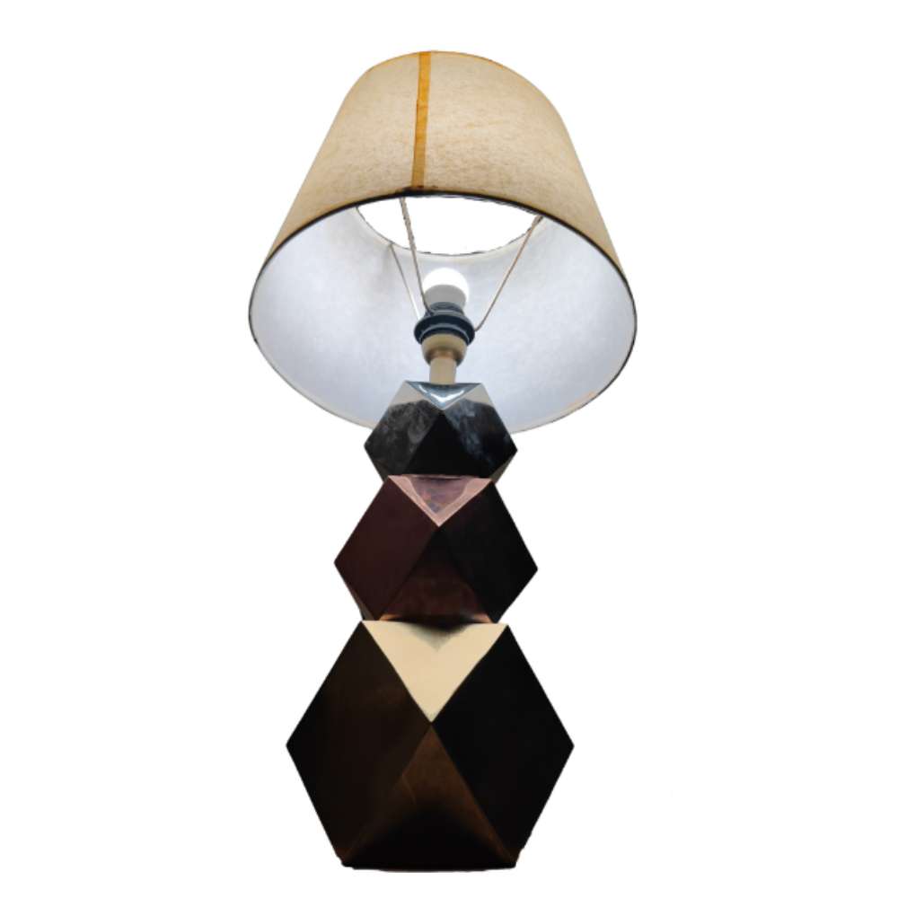 Veilleuse Chevet – Ręcznie Wykonana Lampka Nocna z Miedzi, Laitonu i Srebrzonej Miedzi