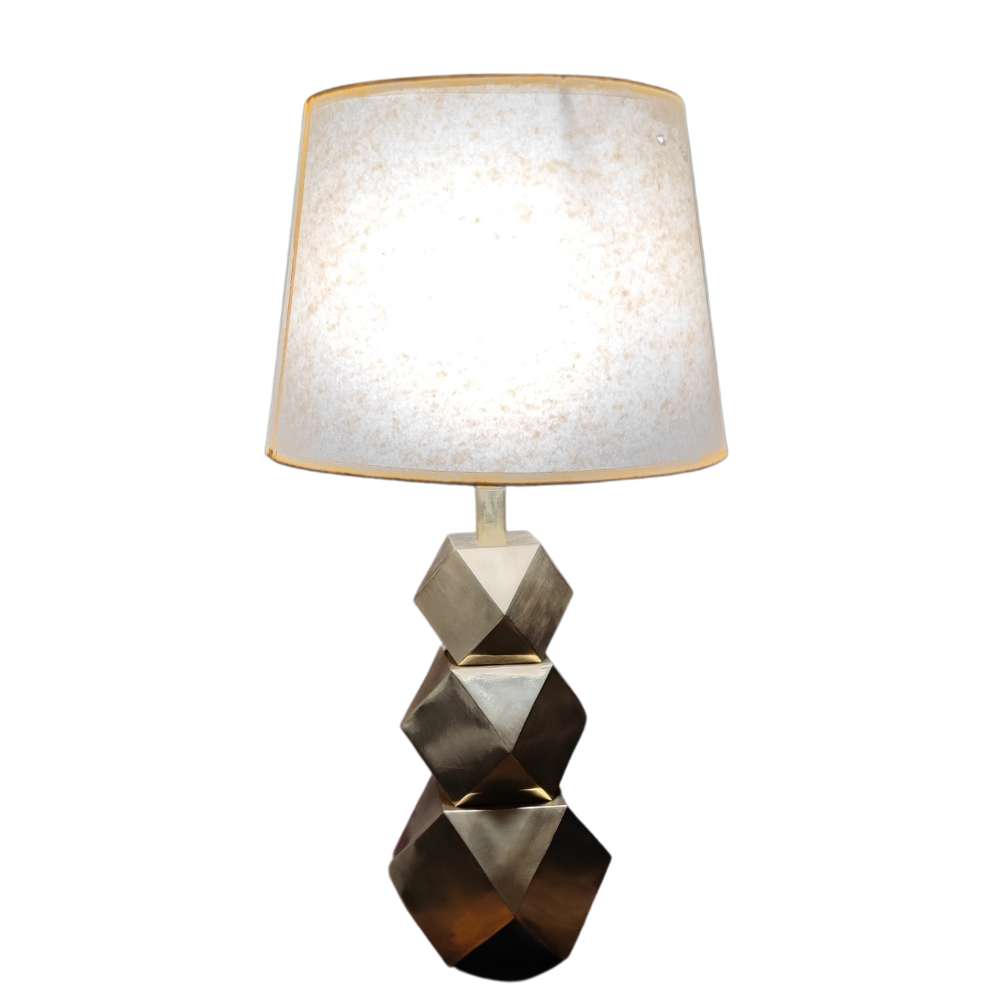 Veilleuse Chevet – Ręcznie Wykonana Lampka Nocna z Miedzi, Laitonu i Srebrzonej Miedzi